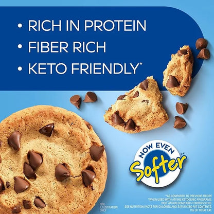 Atkins Chocolate Chip Protein Cookie, Protein Dessert, Rich in Fiber, 3g Net Carb, 1g Sugar, Keto Friendly, 4 Count - Prod...