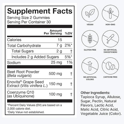 humanN SuperBeets Heart Gummies Advanced 100mg of CoQ10 Plus 60 Count