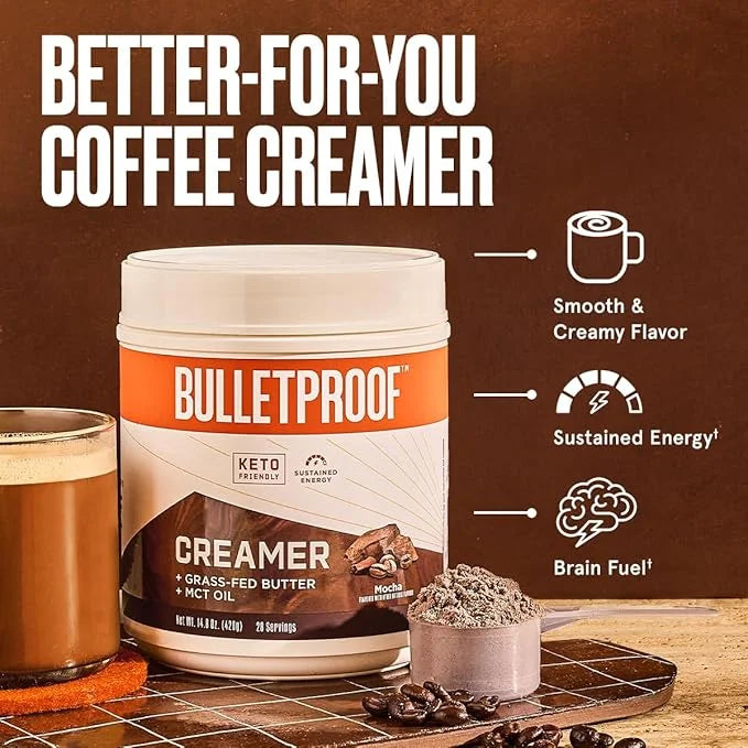 Bulletproof Mocha Creamer, 14.8 Ounces, Keto Coffee Creamer with MCT Oil, Grass-Fed Butter, and Real Cocoa, Supports Brain...