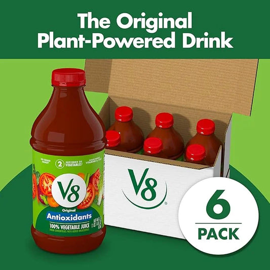 V8 Antioxidants Original 100% Vegetable Juice, 46 fl oz Bottle (6 Pack) - Product Image