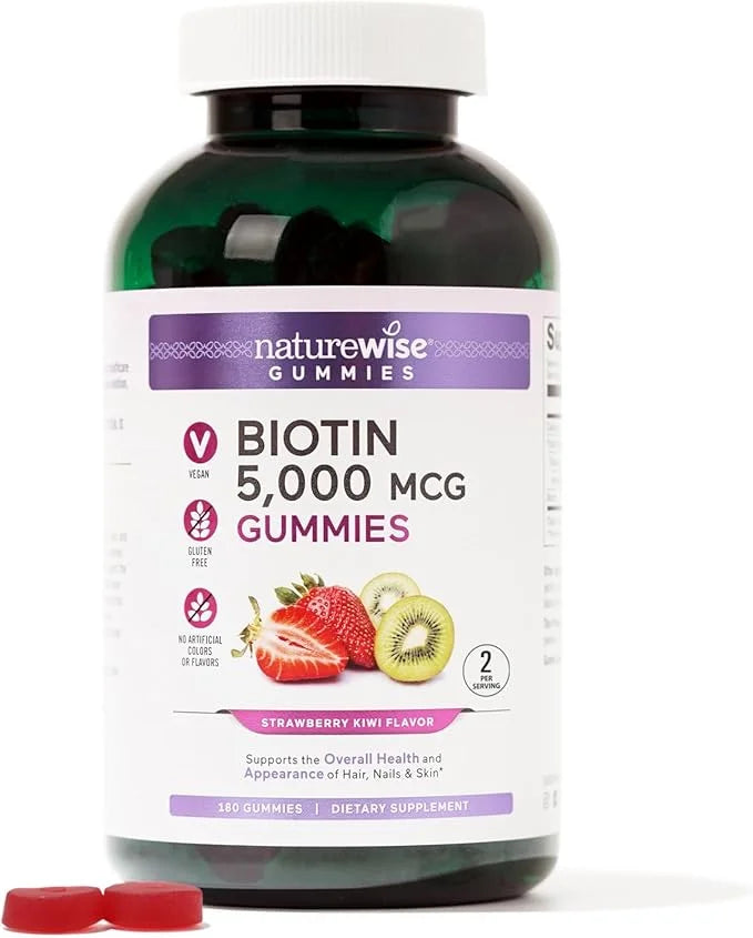 NatureWise Biotin Gummies B7 5000mcg 5000mcg Supports 180 Count[3-Month Count[3-Month Supply]