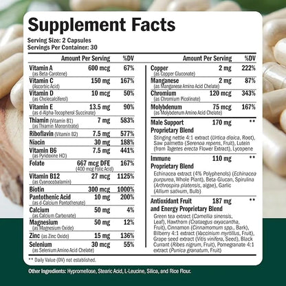 Multivitamin for Men B12, Zinc,