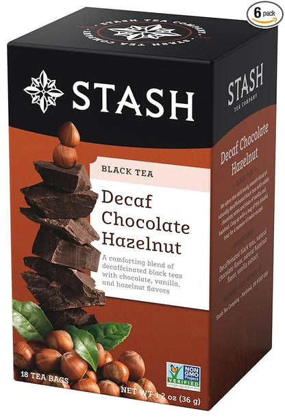 Stash Tea Decaf Chocolate Hazelnut Black Tea - Decaf, Non-GMO Project Verified Premium Tea with No Artificial Ingredients,...