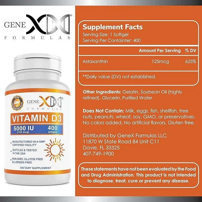 GENEX Vitamin D3 5000IU (400 Softgels)