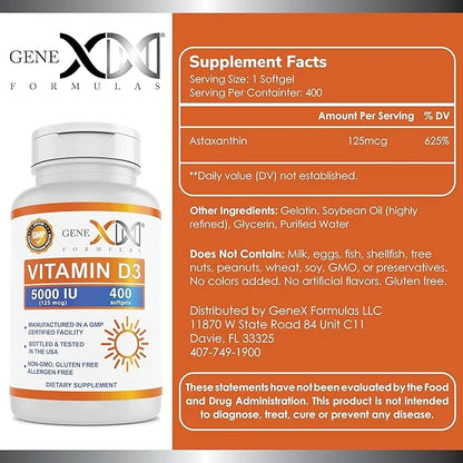 GENEX Vitamin D3 5000IU (400 Softgels)