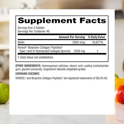 Webber Naturals Collagen30 with Biotin, 2,500 5,000 mcg 120 Tablets,