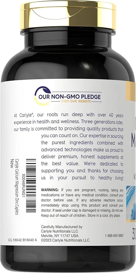 Carlyle Calcium Magnesium Zinc with Vitamin D3 and 300 Caplets