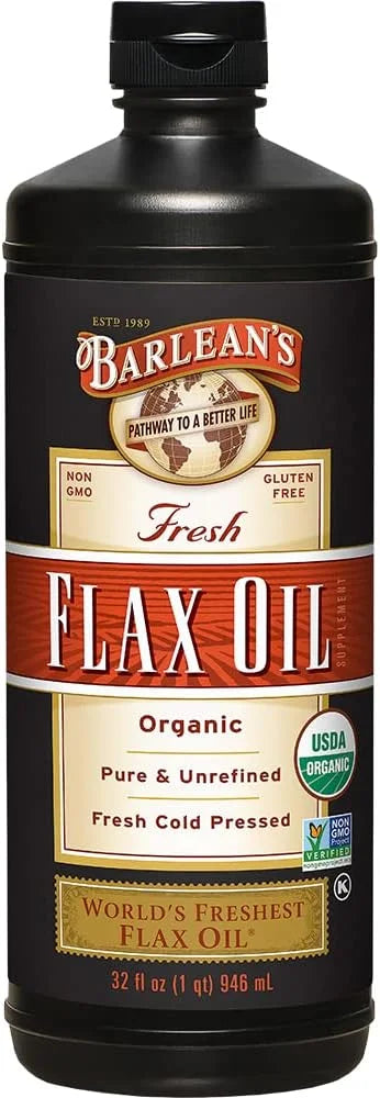 Barlean's Organic Flaxseed Oil Liquid, Cold Press Flax Seeds, 7,640mg ALA Omega 3 Fatty Acid Supplement for Joint and Hear...
