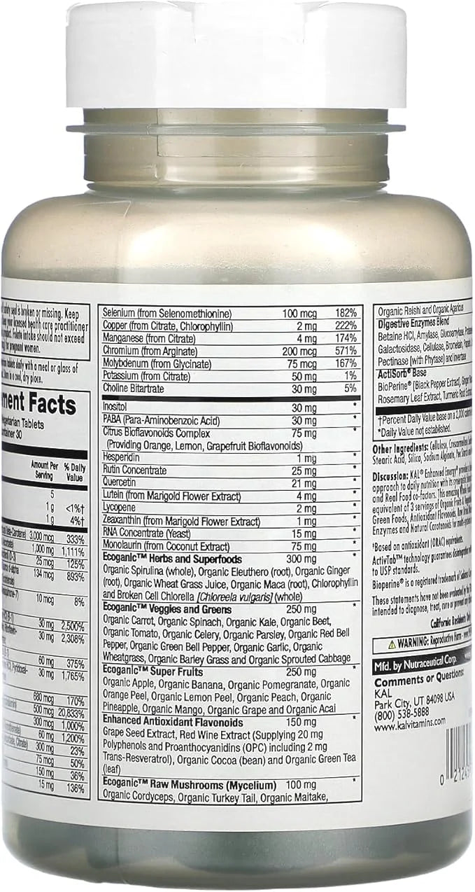 KAL Enhanced Energy Iron Free Tablets, 90 Count