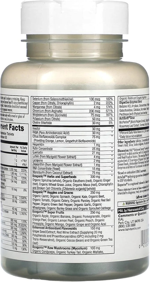 KAL Enhanced Energy Iron Free Tablets, 90 Count