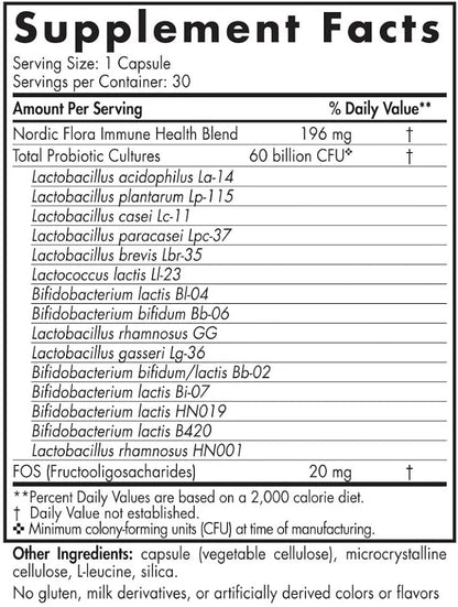 Nordic Naturals Nordic Flora Probiotic Immune 30 Capsules, 15 Probiotic 30 Servings