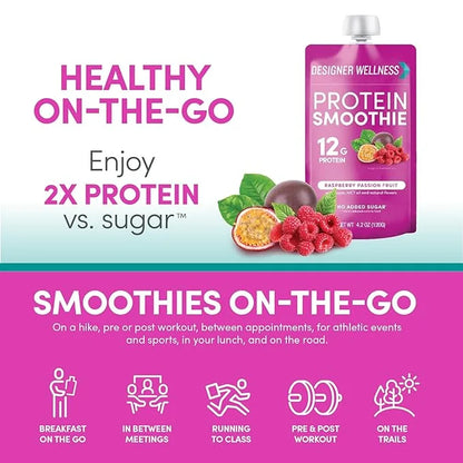 Designer Wellness Protein Smoothie, Real Fruit, 12g Protein, Low Carb, Zero Added Sugar, Gluten-Free, Non-GMO, No Artifici...