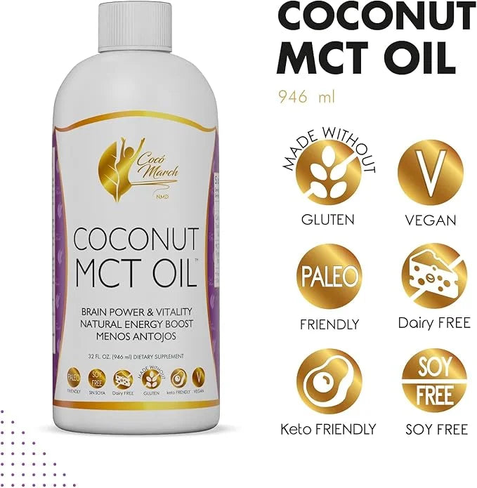 MCT Oil - Intermittent Fasting Support, Metabolism & Brain Power Boost, Natural Energy from Coconut, Free from Gluten, Dai...