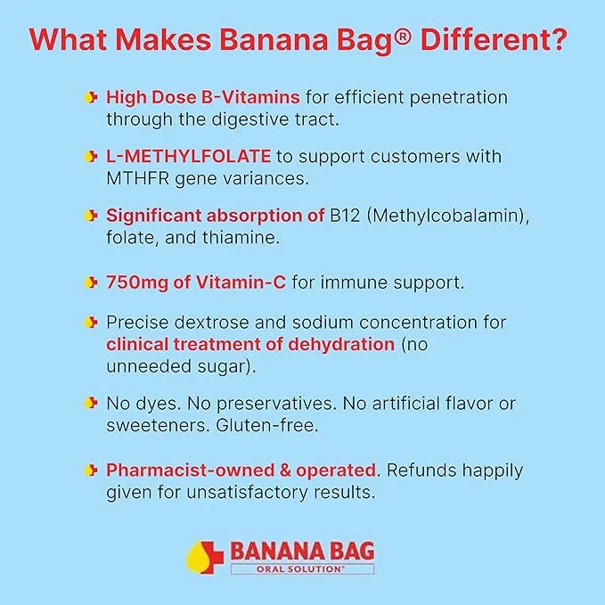 Banana Bag Oral Solution Packets – Natural Lemon Lime 30pk | A Refreshing Blend of Electrolytes, Vitamin C, and B-Complex ...