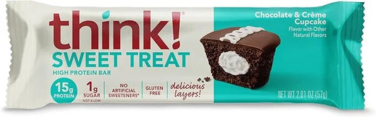 think! Protein Bars, High Protein Snacks, Gluten Free, Kosher Friendly, Sweet Treat, Chocolate & Creme Cupcake, 10 Count -...