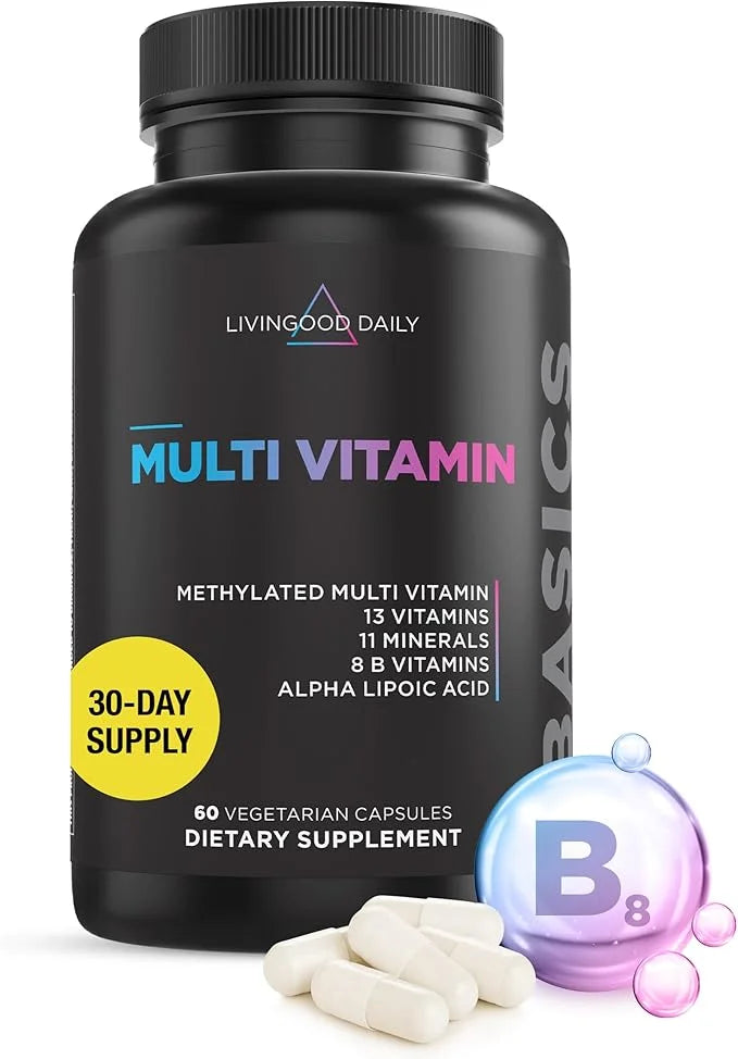 Livingood Daily Methylated Multivitamin for Women & Men, Multi Vitamin - Mineral Supplement Capsules with Iron, B Complex,...