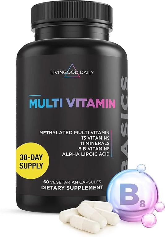 Livingood Daily Methylated Multivitamin for Women & Men, Multi Vitamin - Mineral Supplement Capsules with Iron, B Complex,...