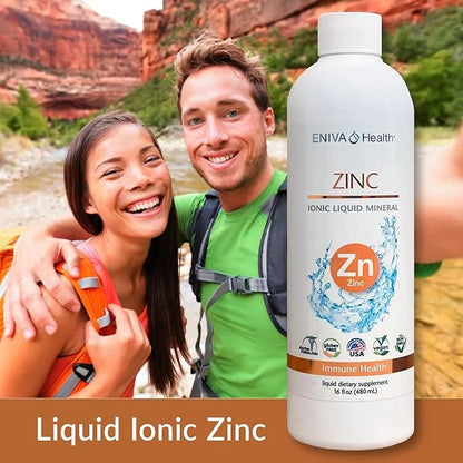 Eniva Health Liquid Ionic Zinc Supplement (16oz) Immune Health, Vision, Skin. Doctor Formulated. NO Calories. NO Sugar. Pe...