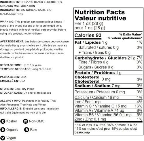 Food to Live Organic Black Elderberry 4 Pounds