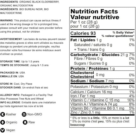 Food to Live Organic Black Elderberry 4 Pounds