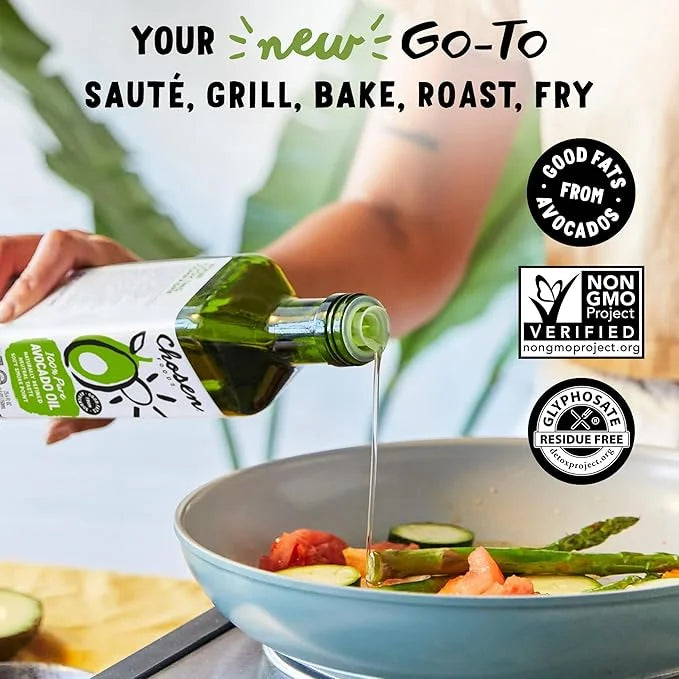 Chosen Foods 100% Pure Avocado Oil for Cooking - 25.4 floz - Rich in Good Fats, Vitamin E, Naturally Refined, High Smoke P...