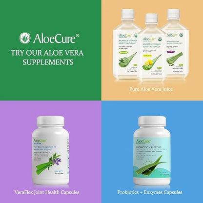 AloeCure USDA Organic Aloe Vera Juice Made Within 12 Hrs of Harvest - Pure Aloe Juice Natural Digestive Supplement to Supp...