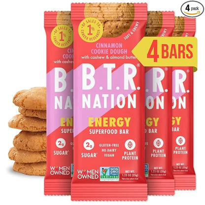 B.T.R. Bar Superfood Keto Protein Bars, Plant Based Vegan Protein, Low Carb Food, Low Calorie, Gluten Free, No Sugar Alcoh...