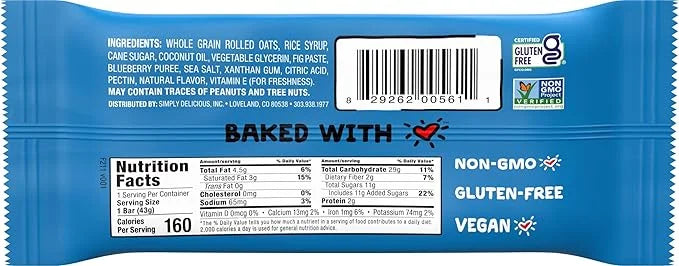 Bobo's Fig Bar (30, Blueberry), Soft Baked, Non-GMO, Vegan, Snack Bar, Gluten Free - Product Image