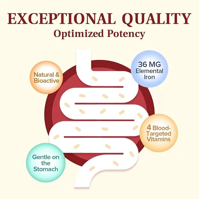 Iron Supplement, 36 mg of Elemental B6, B12, B12, folate, 60 Veggie