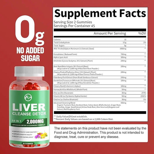 Liver Cleanse Detox & Repair Gummies, 2000mg Milk 2 Pack, 180 Count,