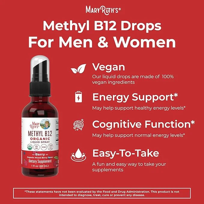 MaryRuth Organics Vitamin B12 Spray B12 Liquid B12 Vitamin 1 Fl
