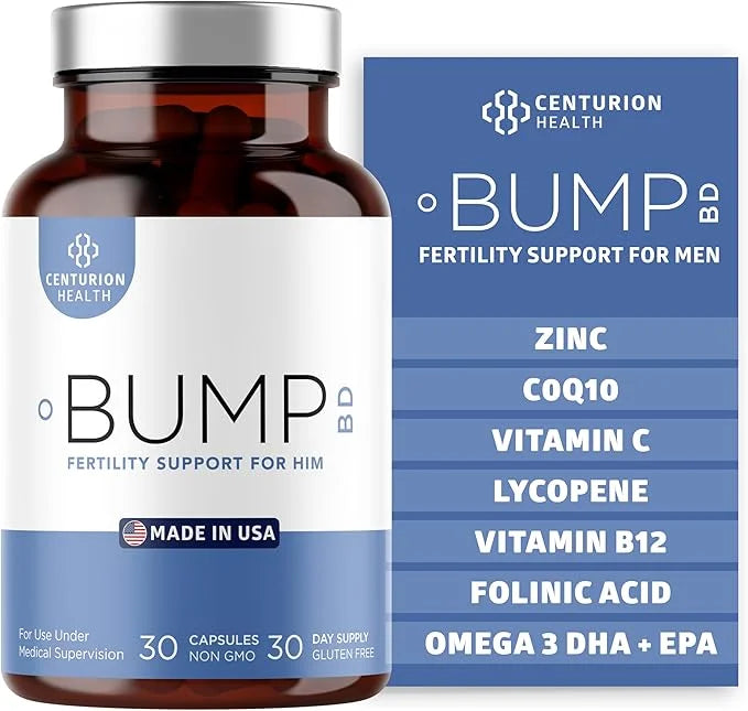 Bump BD, Natural Fertility Supplement for Men, Male Prenatal Vitamins with Selenium, CoQ10, L-Methylfolate, Folinic Acid, ...