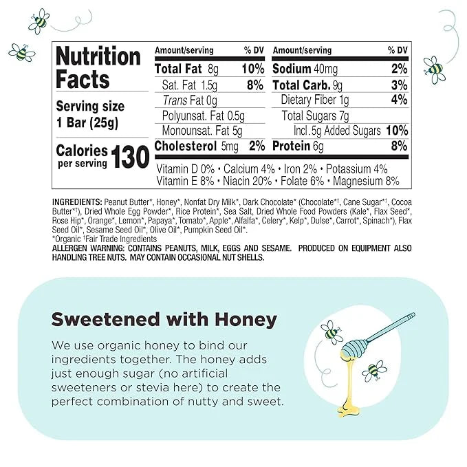 Perfect Bar Mini, Dark Chocolate Chip Peanut Butter Protein Bar, Protein Snack, Snack Bar, Organic, Gluten Free, Soy Free,...