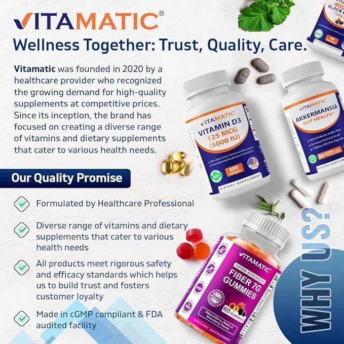 Vitamatic DIM Supplement Complex for Women & Men - 300mg - 120 Veg Capsules - Made with Black Pepper, Broccoli Powder & Ka...