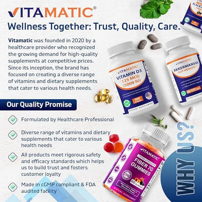Vitamatic DIM Supplement Complex for Women & Men - 300mg - 120 Veg Capsules - Made with Black Pepper, Broccoli Powder & Ka...