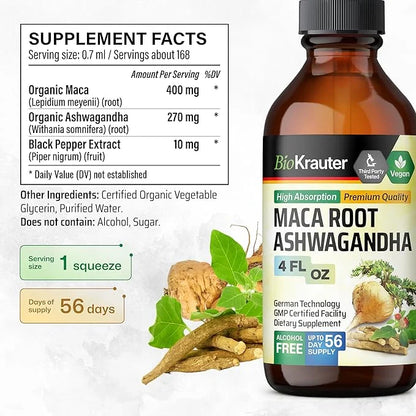 Maca Root and Ashwagandha Tincture 4 Fl.Oz.