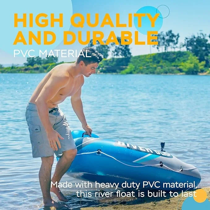 2025 New & Upgraded Sunlite Sports Heavy Duty River Tube Inflatable, Premium Water Float to Lounge Above Lake and River, O...