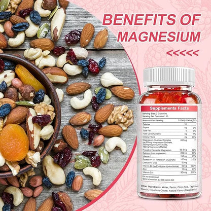 2Pack Magnesium Glycinate Gummies 500mg,Magnesium Potassium