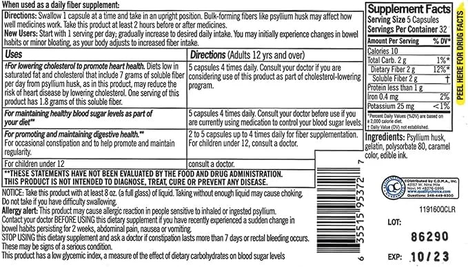 Quality Choice Daily Fiber Capsules 160 Count