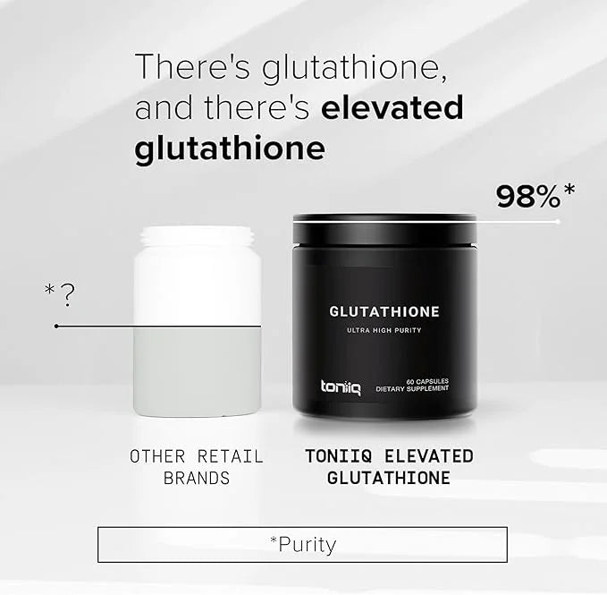 Toniiq Ultra High Strength Glutathione Capsules - 1000mg Concentrated Formula - 98%+ Highly Purified and Bioavailable - No...