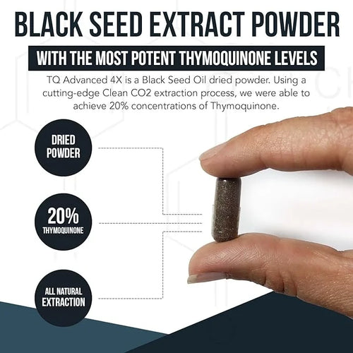 20% Thymoquinone Black Seed Oil Extract Capsules - TQ-Advanced 4X®: Highest Thymoquinone Concentration Available - 60:1 Co...