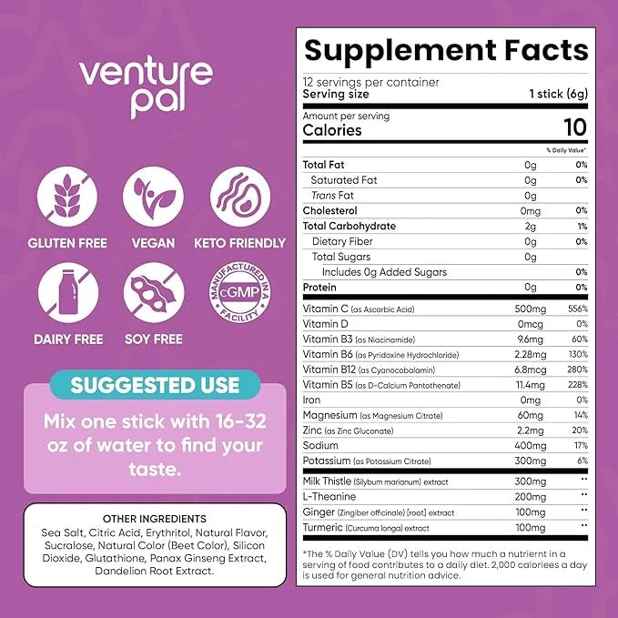 Venture Pal Liver Cleanse Detox & Repair, Liver Support with Milk Thistle + Ginger & Turmeric + L-Theanine + 5 Vitamins & ...