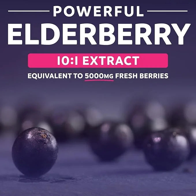 Organic Elderberry Capsules 10:1 Extract 5,000mg of 30 Caps
