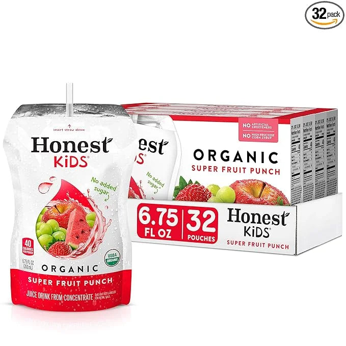 Honest Kids Super Fruit Punch Organic Fruit Juice Drink, 6.75 Fl Oz, 6.75 Fl Oz (Pack of 32) - Product Image