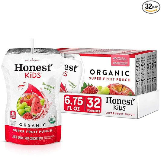 Honest Kids Super Fruit Punch Organic Fruit Juice Drink, 6.75 Fl Oz, 6.75 Fl Oz (Pack of 32) - Product Image