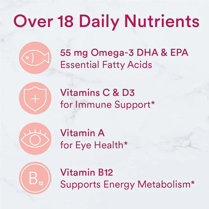 SmartyPants Teen Girl Multivitamin Gummies: Omega 3 Fish D3, C, B12, B6, B6, Vitamin 90 Count (22 Day