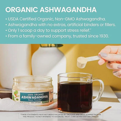 Himalaya 100% USDA Certified Organic Ashwagandha 4 Oz, 45 Day