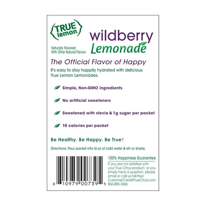 True Lemon Wildberry Lemonade Water Enhancer Drink Mix (12 Pack of 10 Count Boxes), Low Calorie Drink Mix Packets for Wate...
