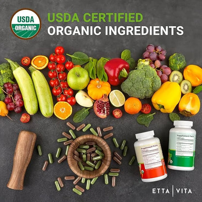 100% Organic Fruits and Veggies Supplement (USDA Organic - Made in USA) 180 Potent Fruits and Vegetable Capsules for Energ...
