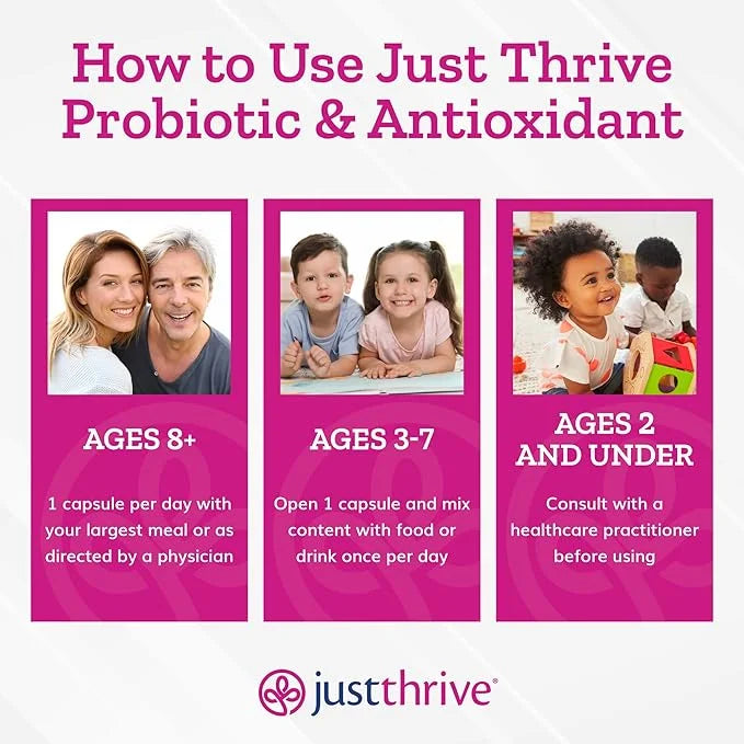 Just Thrive Probiotic & Antioxidant Supplement 100% Spore-Based 30 Caps